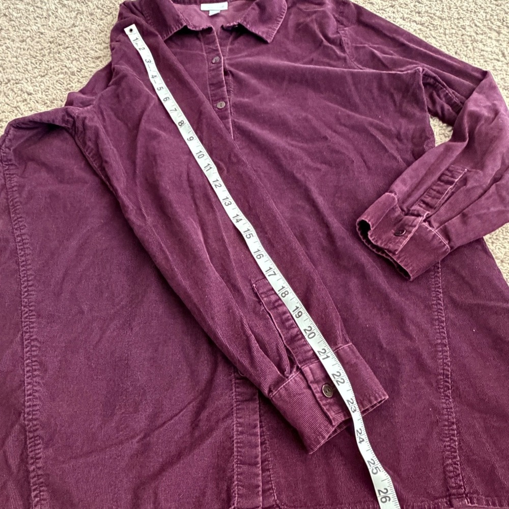 J. Jill Womens Corduroy Button Down Shirt Plum Purple‎ Cotton Tunic Top Medium - Picture 5 of 7